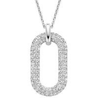 TI SENTO-Milano 3964ZI Ketting Ovale Schakel zilver-zirconia wit 38-48 cm - thumbnail
