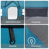Gezinstent Blauw en Grijs 622 x 295 x 238 cm Polyester en staal - thumbnail