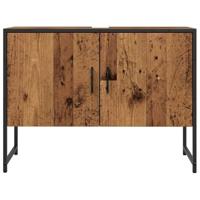 Badkamerkast 80x33x60 cm bewerkt hout oud houtkleurig - thumbnail