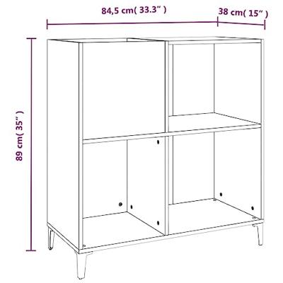 Platenkast 84,5x38x89 cm bewerkt hout zwart - thumbnail