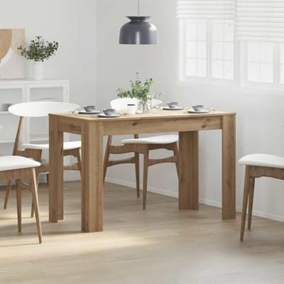 Eettafel 120x60x76 cm bewerkt hout artisanaal eikenkleur