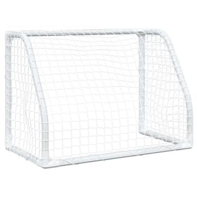 VidaXL Kindervoetbaldoelen 2 st met bal 64x35x48 cm metaal wit