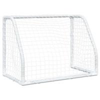 VidaXL Kindervoetbaldoelen 2 st met bal 64x35x48 cm metaal wit - thumbnail