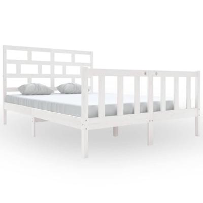 Bedframe massief grenenhout wit 140x200 cm