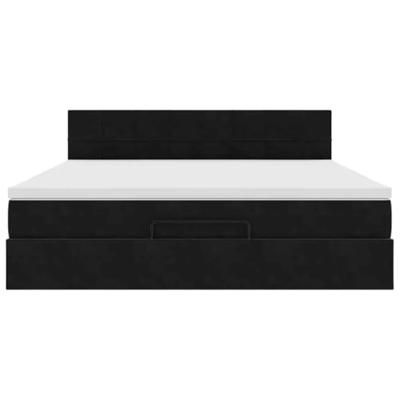 Ottoman bed met matras en LED's 180x200cm fluweel zwart
