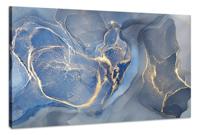 Schilderij - Abstracte Lichtblauwe kleurencompositie, Premium Print, Wanddecoratie - thumbnail