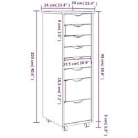 Ladekast MOSS verrijdbaar massief grenenhout honingbruin - thumbnail