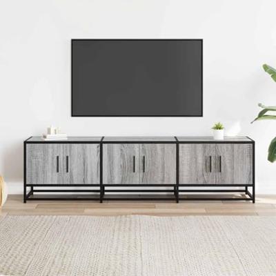 Tv-meubel 150x35x41 cm bewerkt hout metaal grijs sonoma eiken