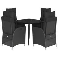 5-delige Tuinset met kussens poly rattan zwart - thumbnail