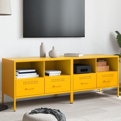 Tv-meubelen 2 st 68x39x50,5 cm staal mosterdgeel