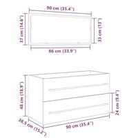 Wasbak Kast met lade Zwart Eiken 90 x 45 x 1.5 cm Bewerkt hout - thumbnail