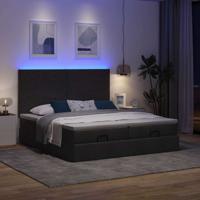 Ottoman bed met matrassen en LED's 160x200cm stof zwart - thumbnail