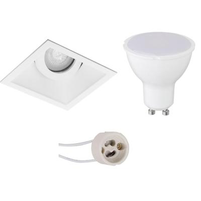 Vierkante LED Inbouwspot Set 6W GU10 - Mat Wit - Natuurlijk Wit 4200K