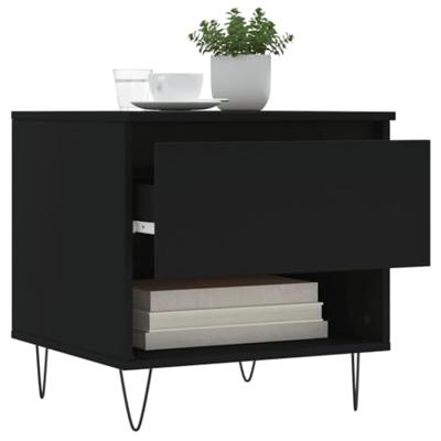 Salontafels 2 st 50x46x50 cm bewerkt hout zwart Salontafels 2 st 50x46x50 cm bewerkt hout zwart