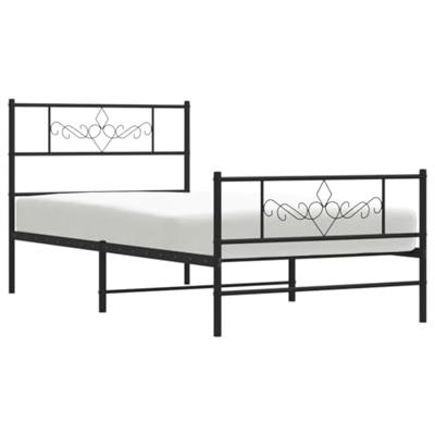 Bedframe met hoofd- en voeteneinde metaal zwart 80x200 cm