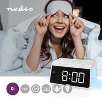 Nedis Wekker met Draadloze Lader - Qi gecertificeerd - 5 / 7.5 / 10 / 15 W - USB-A Male - Nachtlamp - 2 Alarmtijden - Snoozefunctie - thumbnail