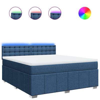 Boxspring met matras stof blauw 100x200 cm - thumbnail