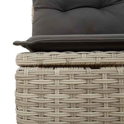 4-delige Loungeset met kussens poly rattan lichtgrijs - thumbnail