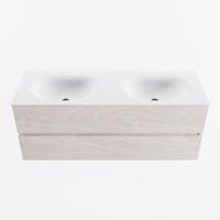 MONDIAZ VICA 130cm badmeubel onderkast Underlayment 2 lades. Wastafel MOON dubbel 2 kraangaten, kleur Talc. - thumbnail