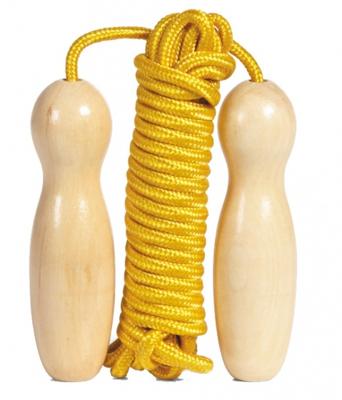 BS Toys springtouw geel met houten handvatten