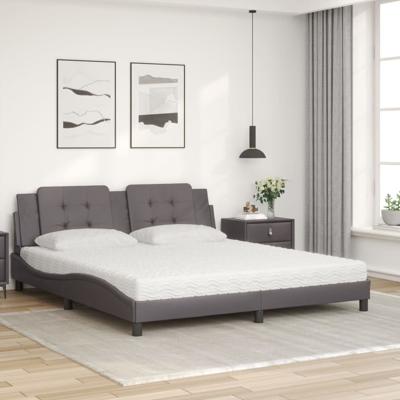 Bed met matras kunstleer grijs 180x200 cm - thumbnail
