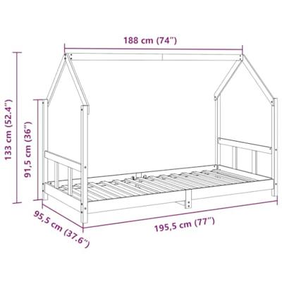 Kinderbedframe massief grenenhout wasbruin 90x190 cm