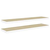VidaXL Wandschappen zwevend 2 st 120x23,5x3,8 cm mdf eikenkleurig wit - thumbnail