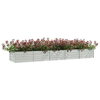 Plantenbak verhoogd 400x80x45 cm gegalvaniseerd staal zilver - thumbnail