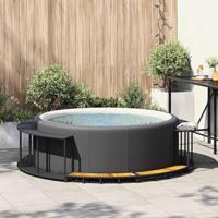 VidaXL Hottub surround opbergruimte houten opstapje poly rattan zwart - thumbnail
