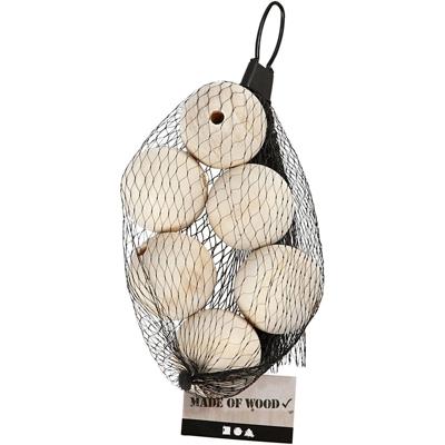 Creativ Company Houten kraal, d 40 mm, gatgrootte 7 mm, 6 stuk/ 1 doos