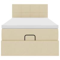 Bed met matras 100x200 cm stof crèmekleurig - thumbnail