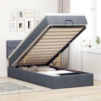 Ottoman bed met matras 100x200 cm fluweel donkergrijs - thumbnail