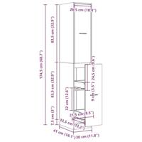 Apothekerskast 30x41x174,5 cm bewerkt hout artisanaal eiken - thumbnail