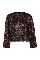 Studio Anneloes Blom 2way Sequins Top 13335 T-shirt Lange Mouw 8700 Espresso - thumbnail