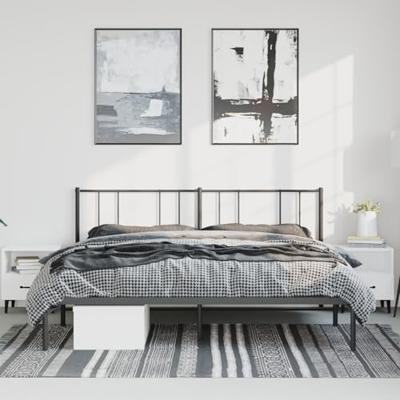 Bedframe met hoofdbord metaal zwart 183x213 cm