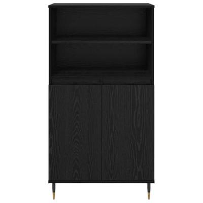 Highboard met plank met opslag met de deur Zwart 60 x 36 x 110 cm Bewerkt hout Highboard met plank met opslag met de deur Zwart 60 x 36 x 110 cm Bewerkt hout