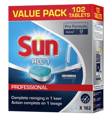 Sun Pro Formula All-in-one vaatwastabletten, doos van 102 stuks