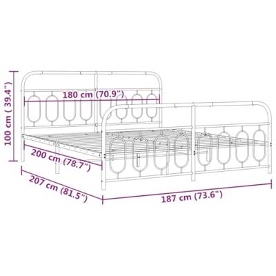 Bedframe met hoofd- en voeteneinde metaal wit 180x200 cm