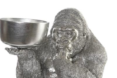 Decoratieve figuren DKD Home Decor 32 x 26,5 x 36 cm Zilverkleurig Koloniaal Gorilla