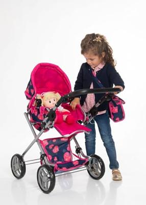 Amia poppenwagen met tas, in hoogte verstelbaar