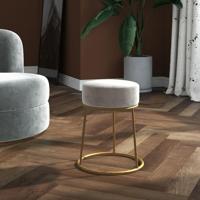 Hocker rond fluweel lichtgrijs - thumbnail