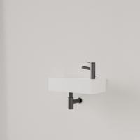 Fontein Gliss Design Nano 36x18x9 cm 1 Kraangat Rechts Mat Wit - thumbnail