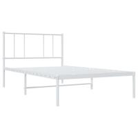 Bedframe met hoofdbord metaal wit 90x190 cm - thumbnail