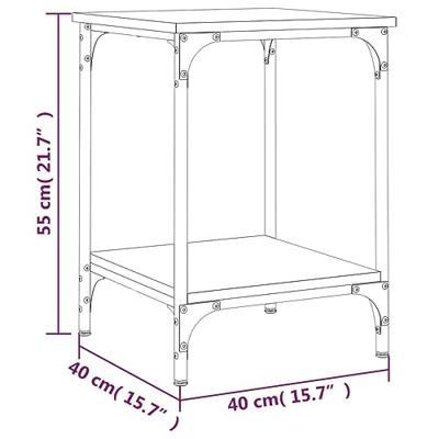 Salontafel 40x40x55 cm bewerkt hout bruineikenkleurig