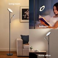 Home Sweet Home - Moderne Vloerlamp - 25/25/175 cm - Zwart - Metalen Staande Lamp - Met leeslamp - Geïntegreerde LED 7W 3636Lm - Dimbaar - Voor Kantoor en Slaapkamer - thumbnail