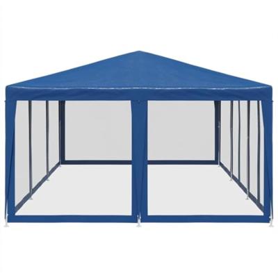 Partytent met 10 mesh zijwanden 6x4 m HDPE blauw - thumbnail