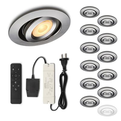 Set LED-inbouwspot met afstandsbediening Piccolo zilver 3W dimbaar 1-12 stuks