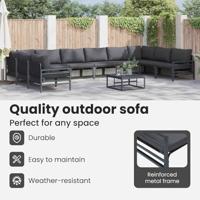Tuinbankenset met kussen 11 pcs Zwart Staal - thumbnail