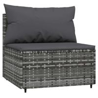 3-delige Loungeset met kussens poly rattan grijs - thumbnail