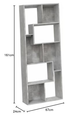 Boekenkast 67x24x161 cm spaanplaat betongrijs